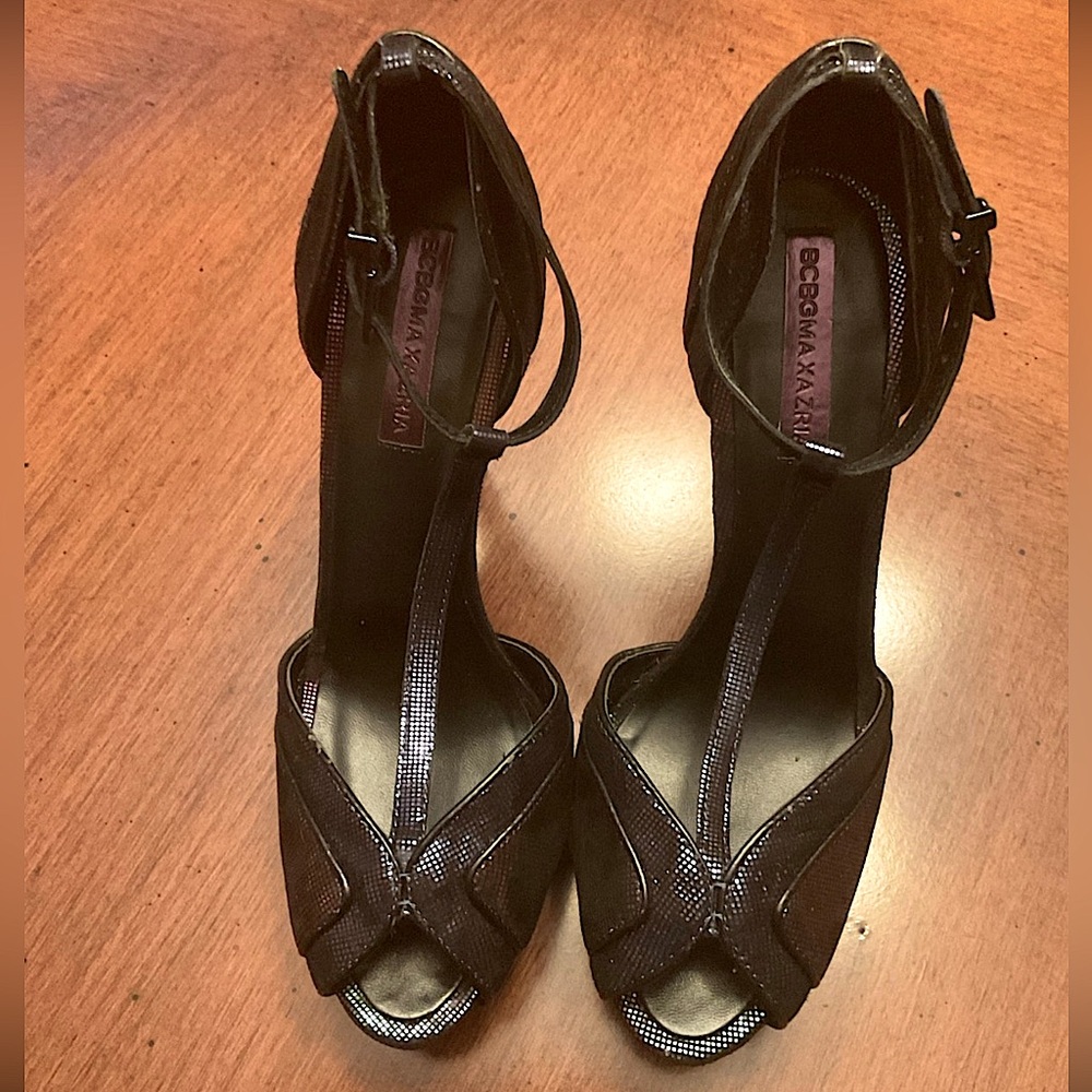 BCBGMAXAZRIA Iridescent Leather Platform Stiletto Heels women’s Size 7.5